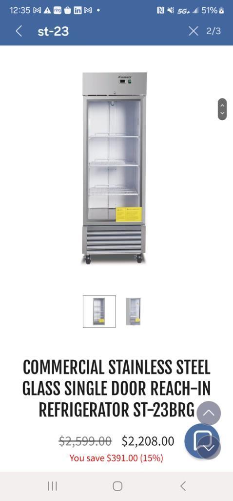In Use Working COMMERCIAL STAINLESS STEEL SINGLE DOOR REACH-IN FREEZER ST-23BRG