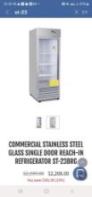 COMMERCIAL STAINLESS STEEL GLASS SINGLE DOOR REACH-IN REFRIGERATOR ST-23BRG NIB done