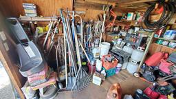 Shed full of landscaping tools Craftsman gas Eager-1 Poulan 2300 chainsaws @ Farm