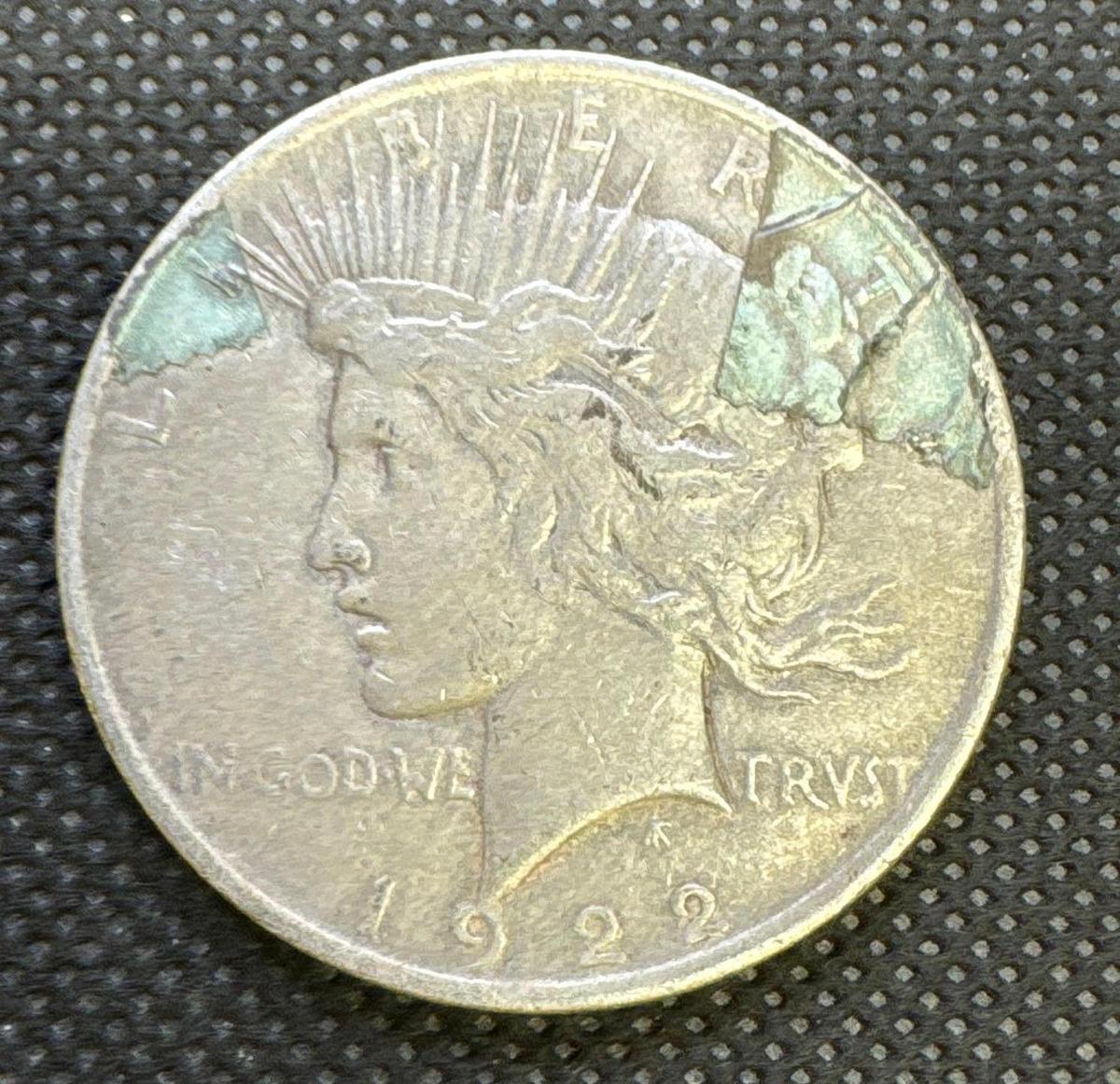 1922 Silver Peace Dollar 90% Silver Coin 0.94 Oz