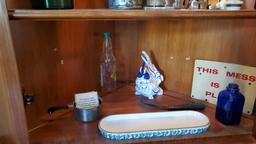 Kitchen Hutch/display vintage wooden tea cart both with contents @ Farm