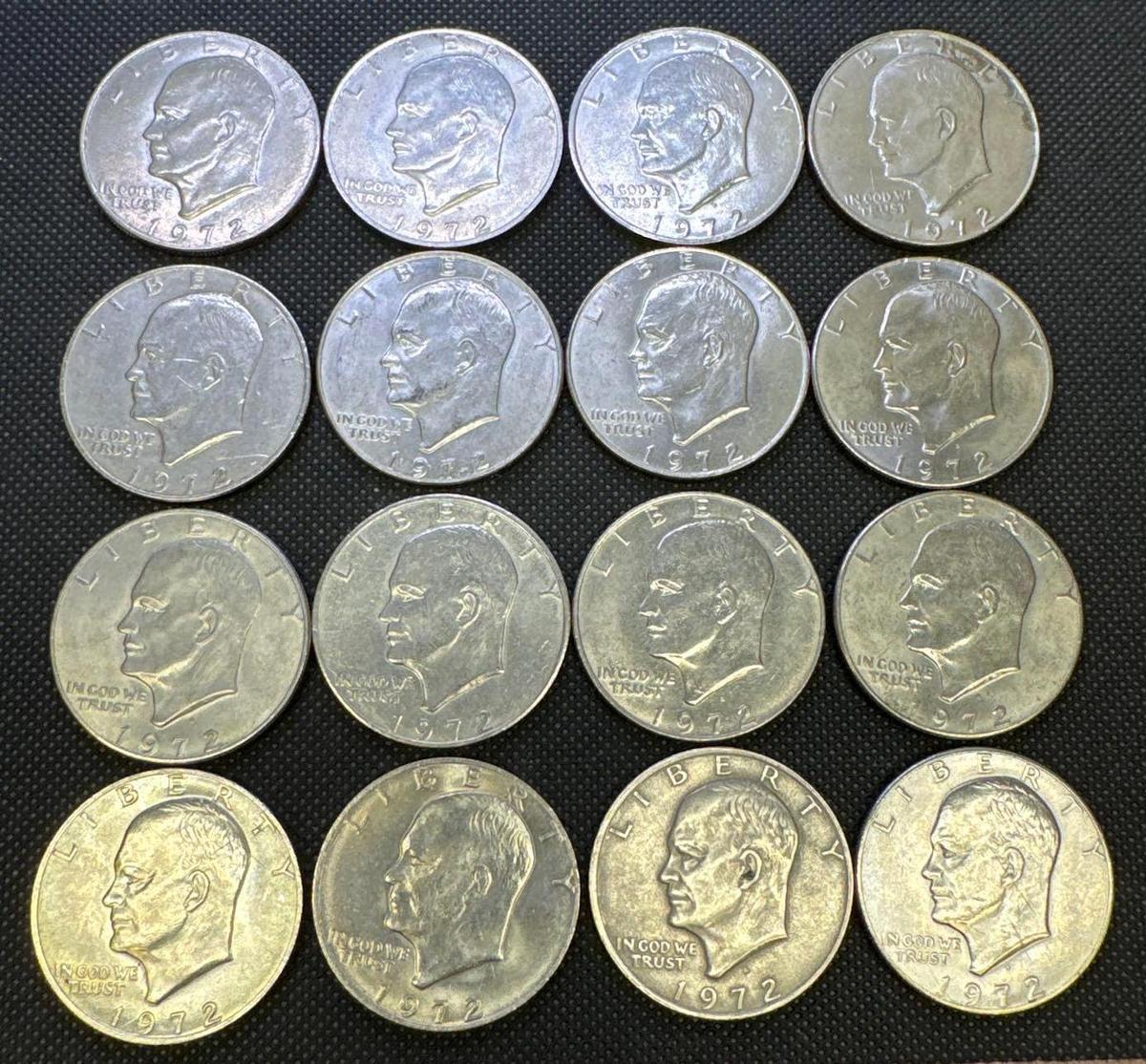 16 1972 Eisenhower Dollars