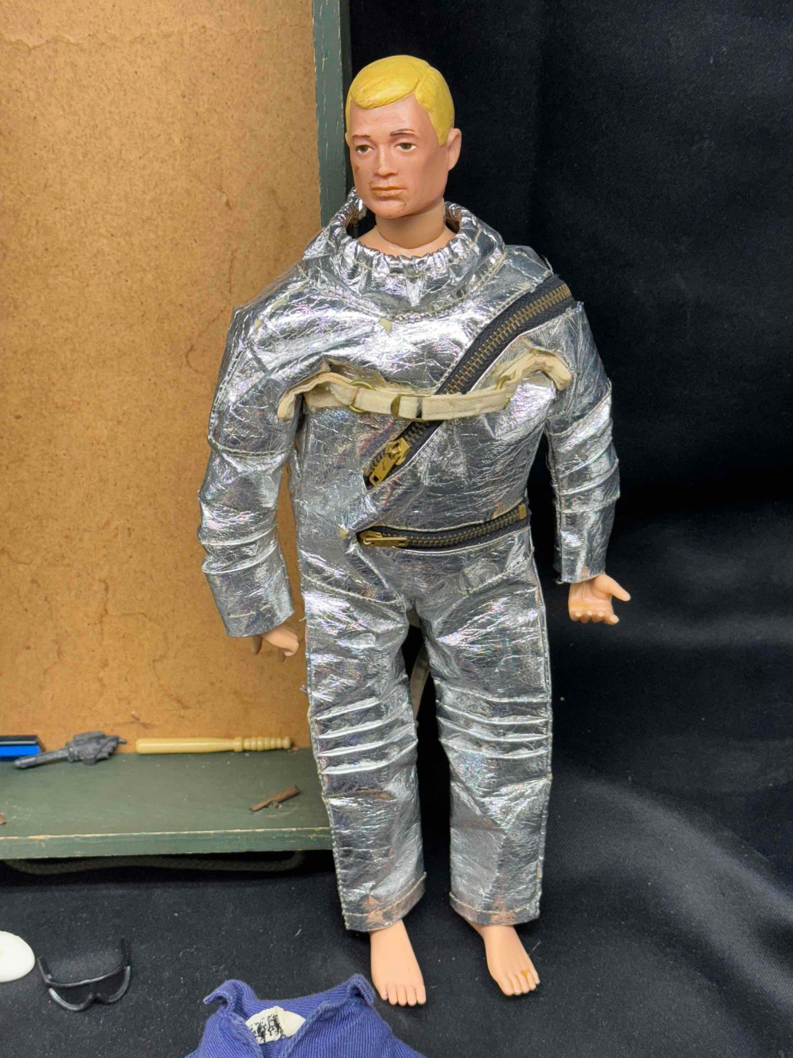 Vintage 1964 G.I. Joe Astronaut Figure with assorted Clothing and accessories and box