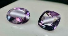 Pair of Amethyst Gemstones Oval and Square Cut 5.9ct total