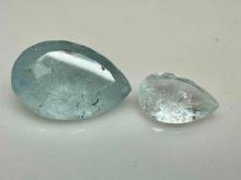 Pair of Pear Cut Aquamarine Gemstones 12.1ct Total