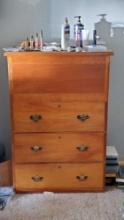 Large wooden dresser with clothing/contents @ farm
