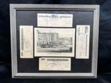 Framed Antique 1800s Railroad Certificates and Art Picture San Francisco