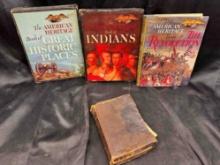 Vintage Books, Antique 1800s Bible. Book of Indians, Great Historic places more