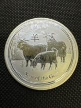2015 Year Of The Goat Australia 1 Troy Oz .999 Fine Silver $1 Bullion Coin