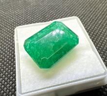 Emerald Cut Deep Green Emerald Gemstone 12.40ct