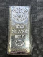 Nadir Metal Rafiner 10 Troy Ounce 999.9 Fine Silver Bar