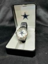 Dallas Cowboys Watch Mens 3 Hand Silver Tone Wristwatch