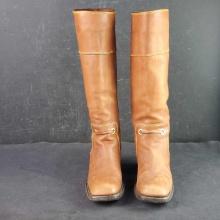 Womens Louis Vuitton long brown leather boots size 38 1/8