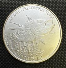 2014 Tokelau Yellowfin Tuna 1 Troy Oz .999 Fine Silver Bullion Coin