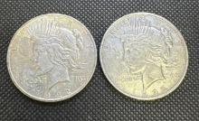 2x 1922-D Silver Peace Dollars 90% Silver Coins 1.88 Oz
