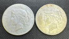 2x Silver Peace Dollars 90% Silver Coins 1.87 Oz
