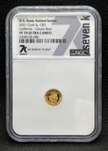 2021 NGC PF70 1/2 Gram 9999 Fine Gold Grizzly Bear Bullion Coin