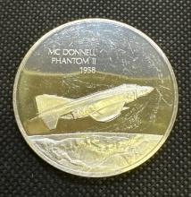 History Of Flight Mc Donnell Phantom 2 1958 Sterling Silver Coin 1.36 Oz
