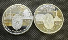 2x 1/2 Oz 999 Fine Silver Queen Of Peace Bullion Coin