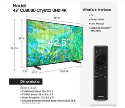 New Samsung Tv 43" 4K CU8000 2023 Model