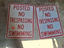 no tresspassing no swimming signs