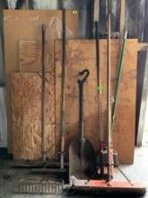 Broom, Rake, Shovel & Post Hole Digger