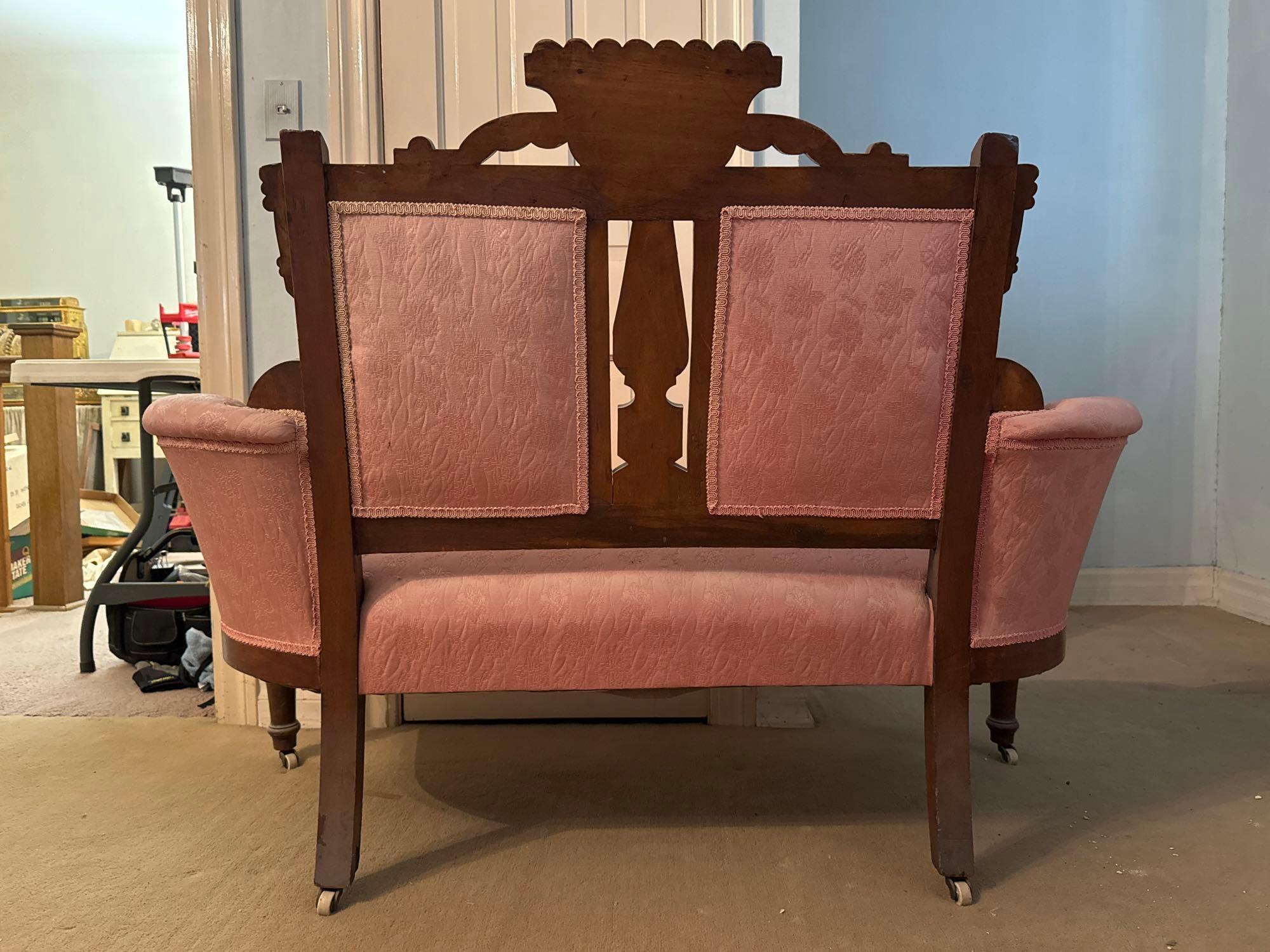 Antique Pink Upholstered Sofa