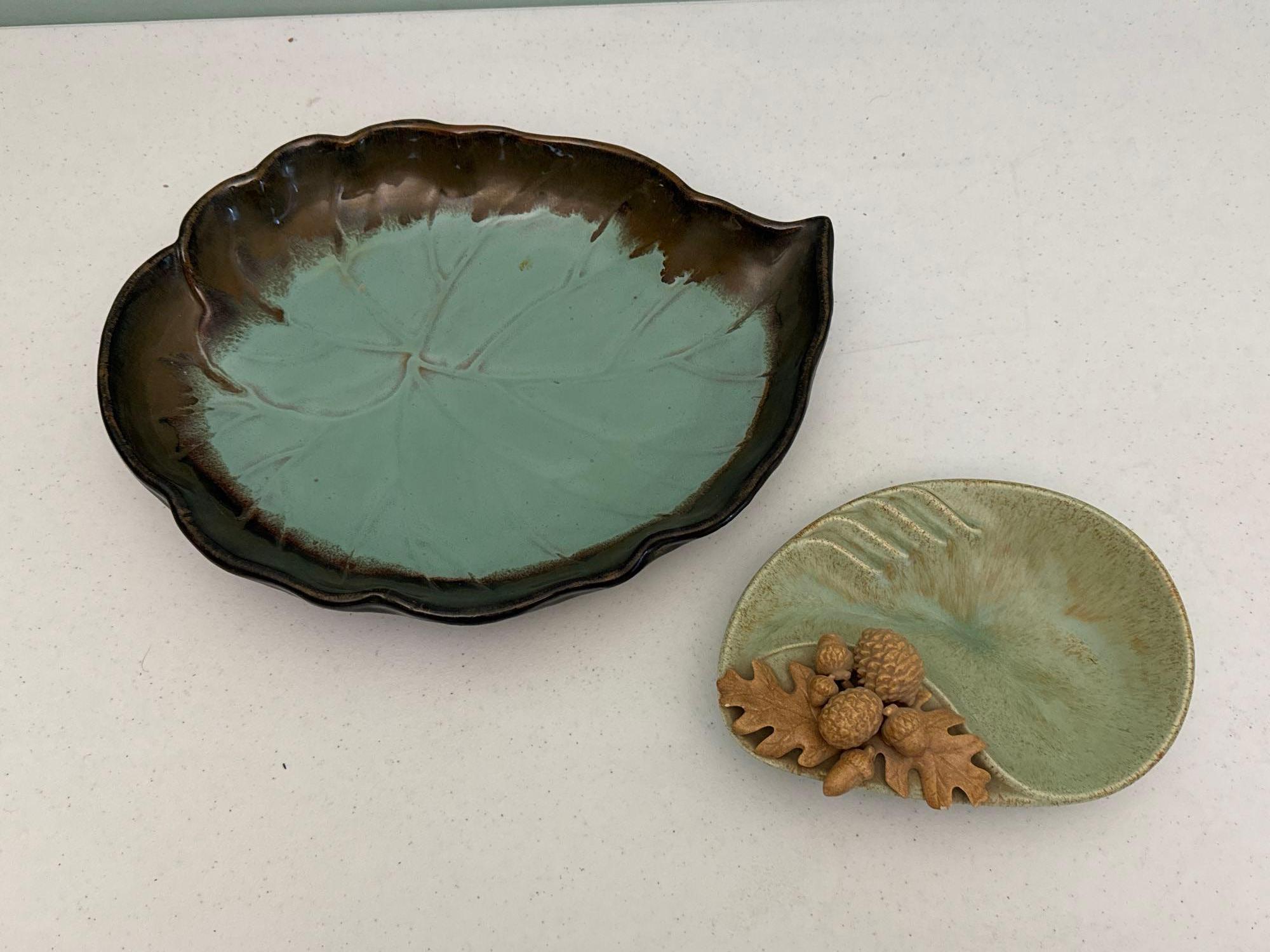 Vintage Leaf Platter & Acorn Ashtray
