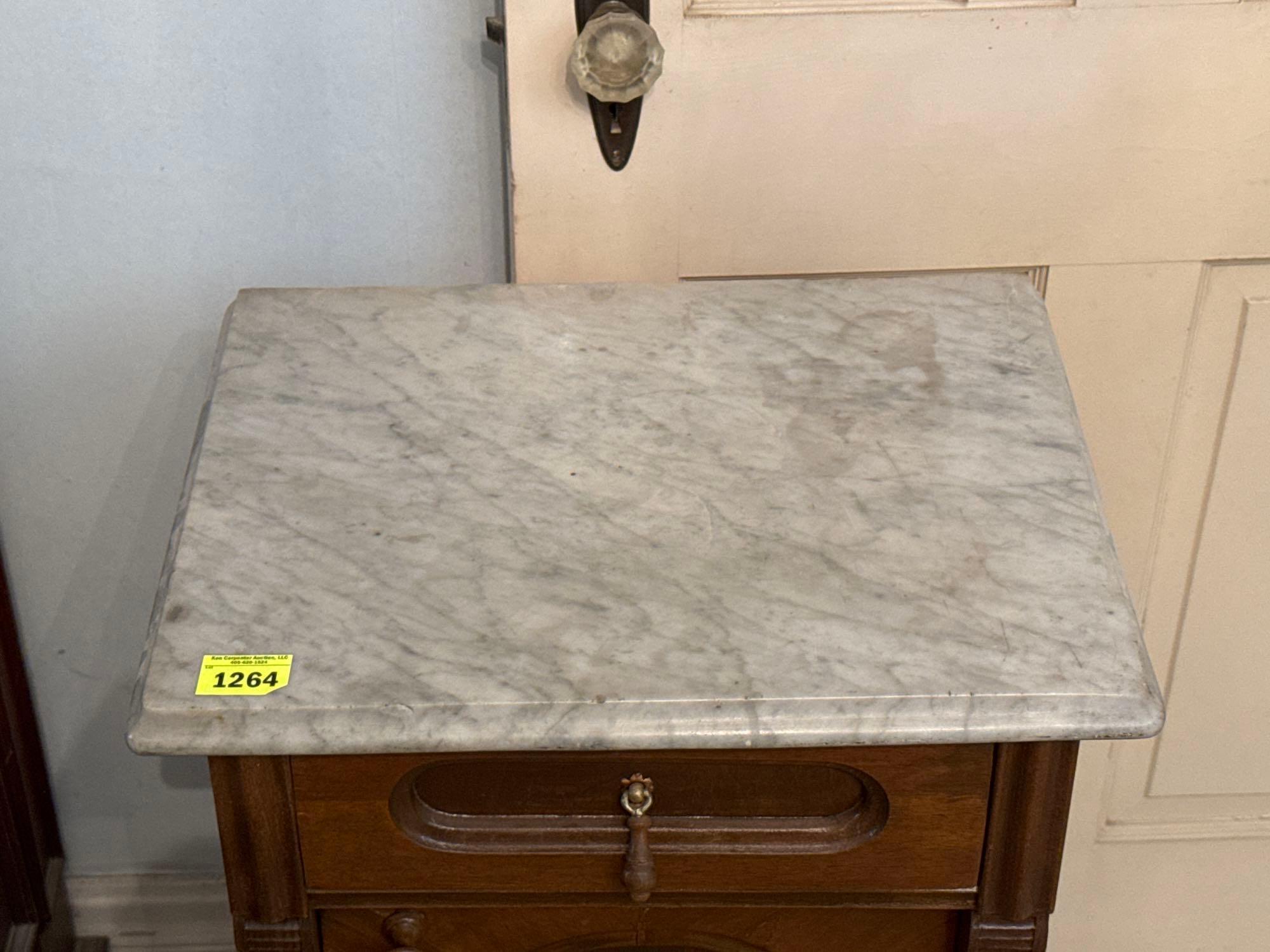 Antique Nightstand with Marble Top