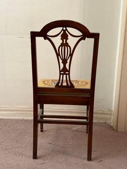 Antique Wood Chair with Colonial Needlepoint Seat