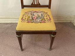 Antique Wood Chair with Colonial Needlepoint Seat