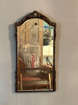 Antique Mirror with Etched Floral Detail