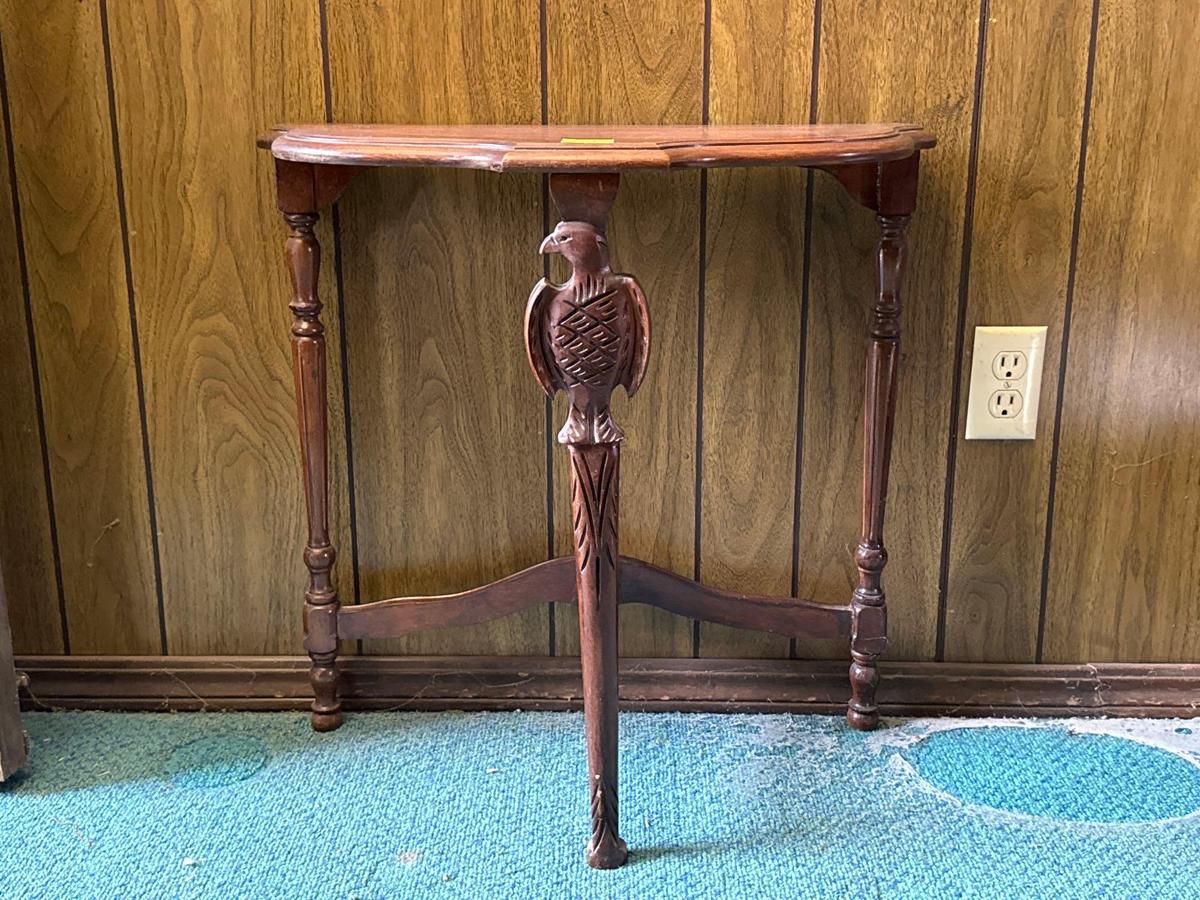 Antique Carved Eagle Demi Lune Table