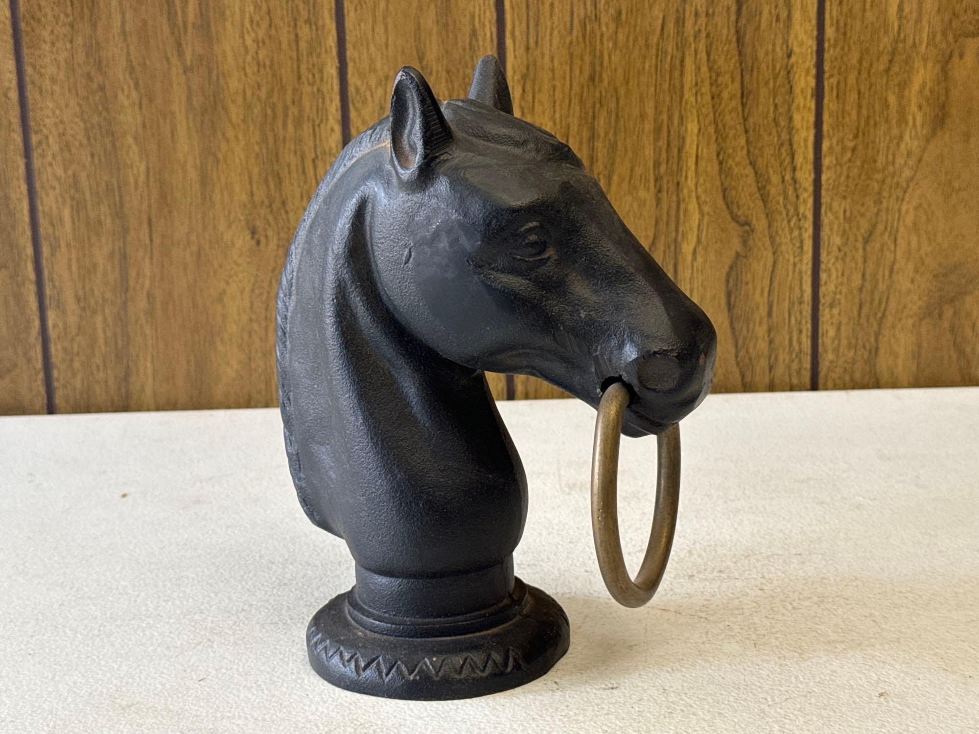 Vintage Cast Iron Horse Head Hitching Post Finial