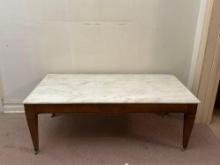 Antique W&Z Wood Coffee Table with Marble Top