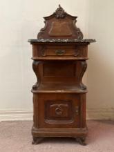 Antique Bedside Table with Marble Top