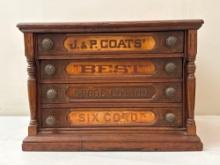 Antique J. & P. Coats Spool Tabletop Drawer Set