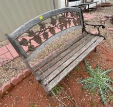 antique wood patio bench