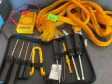 small little tool kit, meter and rope