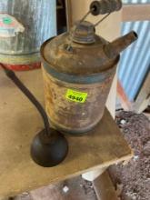 vintage gas can and oil can