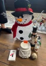 Snowman lighted, candle wax warmer night light, soap