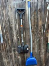 Shovel, broom with dust pan paint mixer and paddle