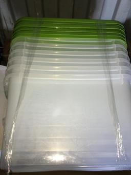 Sterilite Plastic Tubs - Green Top