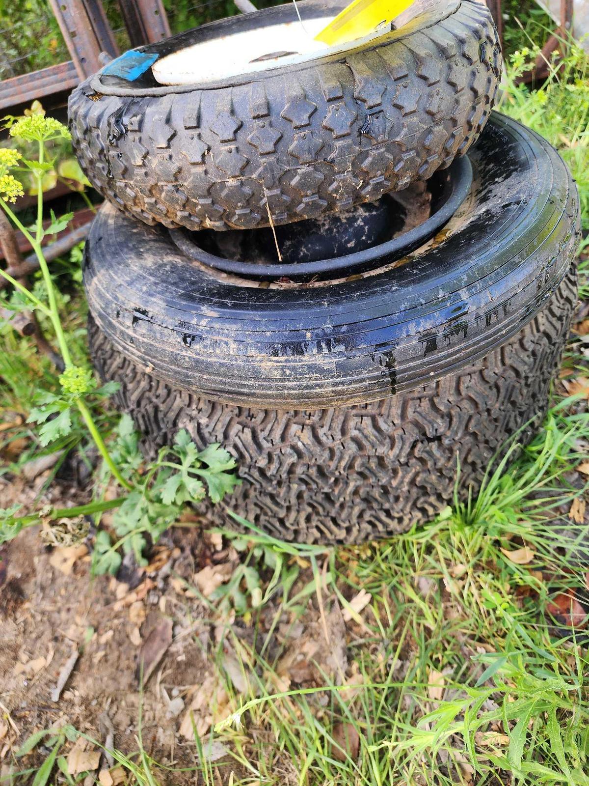 Lawn mower tire and 2 wheel barrow tires