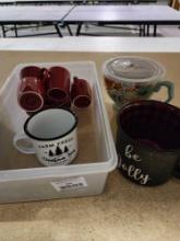 Three coffee mugs and four tea cups with saucers. Used. in good condition.