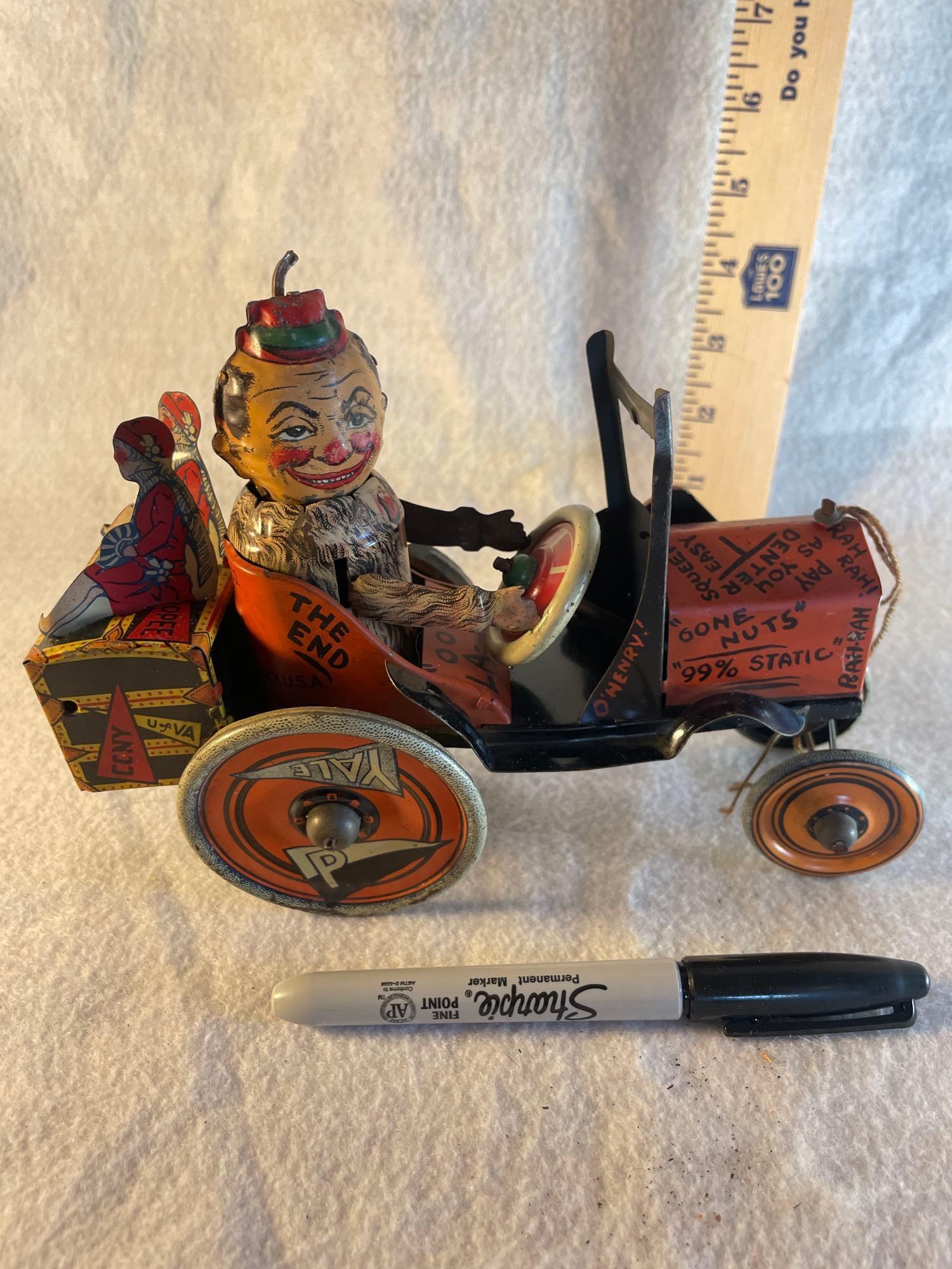 1920s Louis Marx Tin Whoopee College Crazy Car