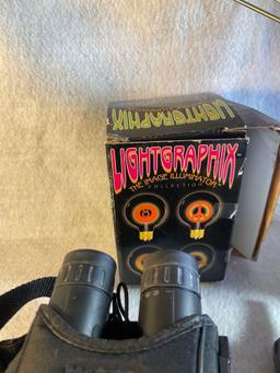 Binoculars, Radios, Label Maker, LED Lantern and Skull Lightbulb