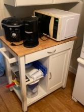Rolling Microwave Cart With Small Appliances