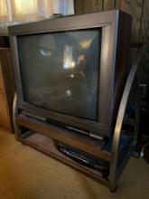 Retro TV VCR Set Up On Rolling Cart
