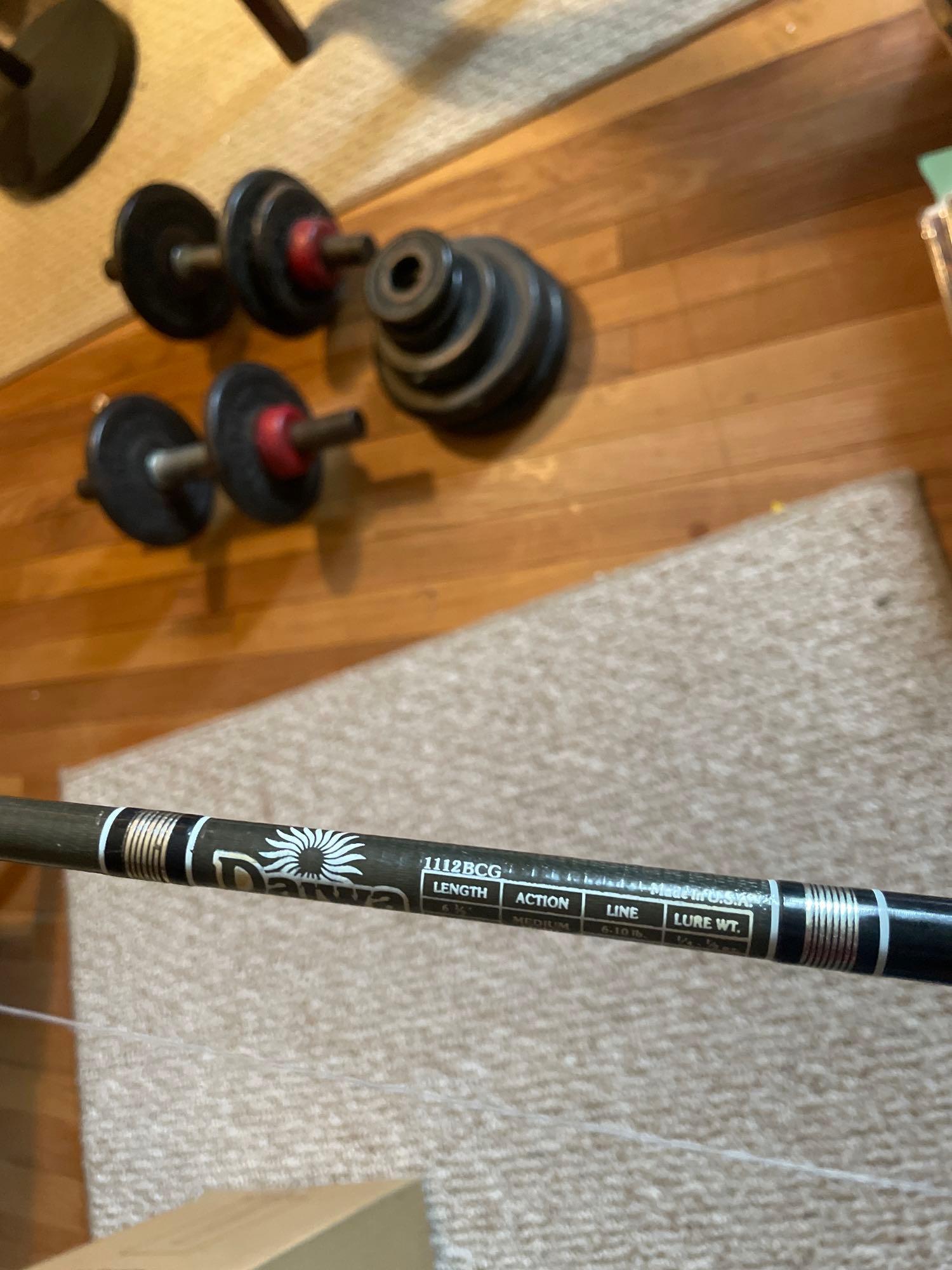 Barbells, Weights and Fishing Pole
